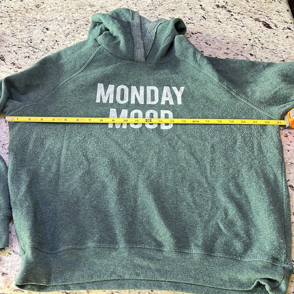 Reversible Green Hoodie with 'Monday Mood' & ‘Friday Feels’ Print - Picture 4 of 5